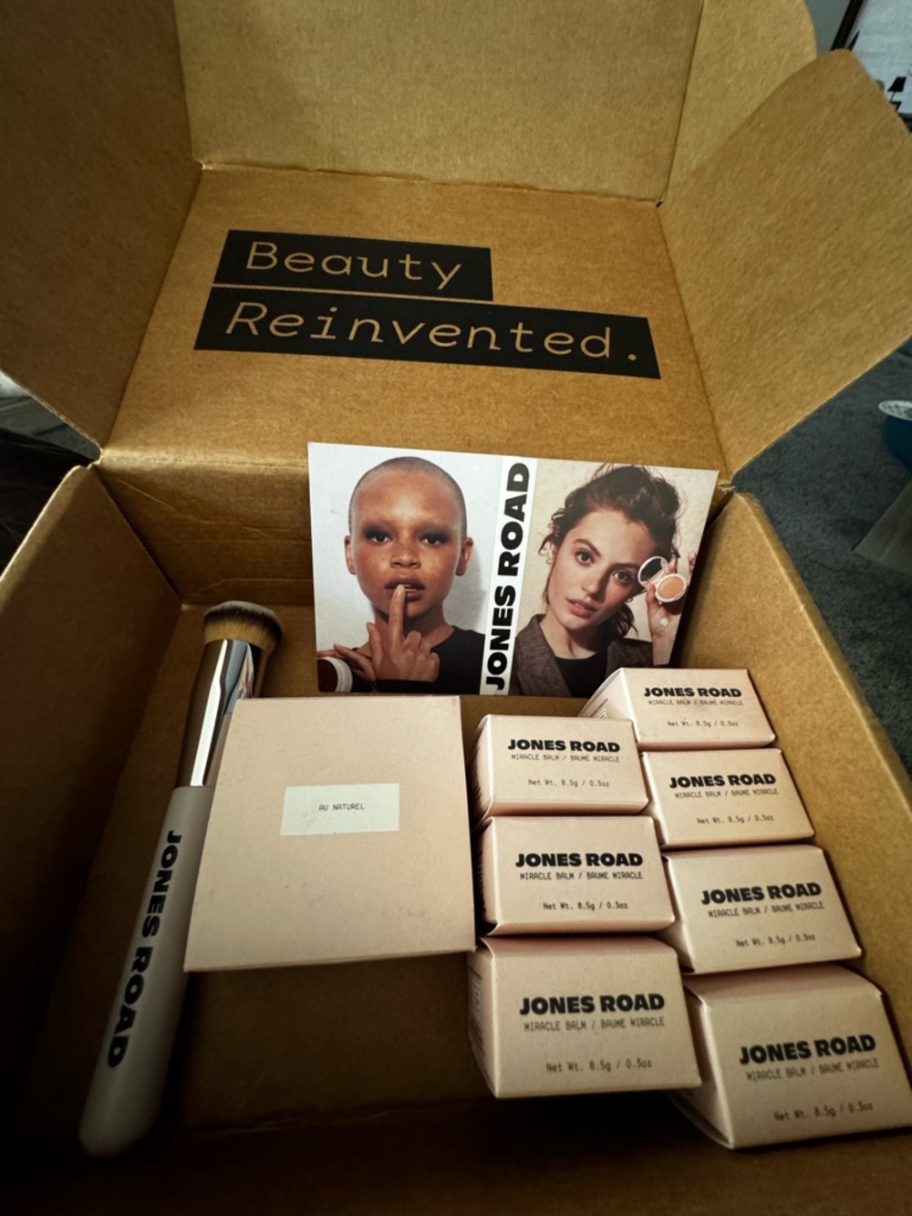 Jones Road miracle bomb foundation and shadow/blush/lips